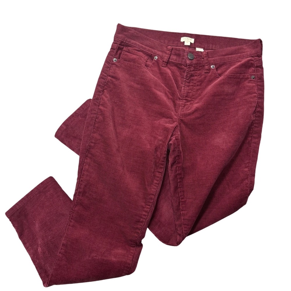 J.Crew Women's Burgundy Corduroy Straight Leg Pants Size 27 Casual Stretch Waist